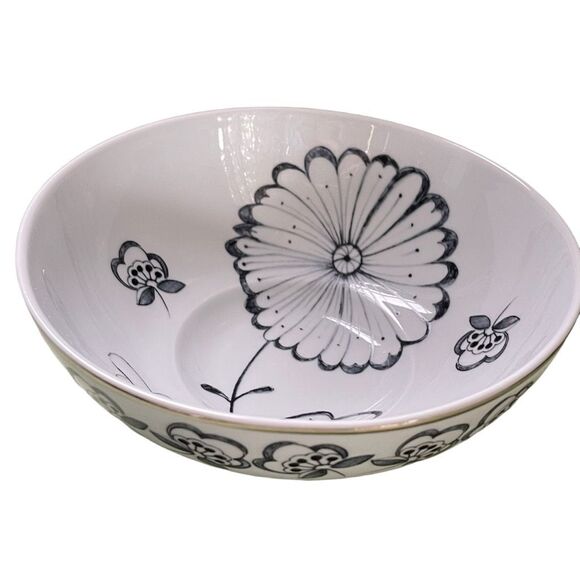 Fine Porcelain Dinnerware Portugal salad soup bowl. Blue floral. - Picture 1 of 7